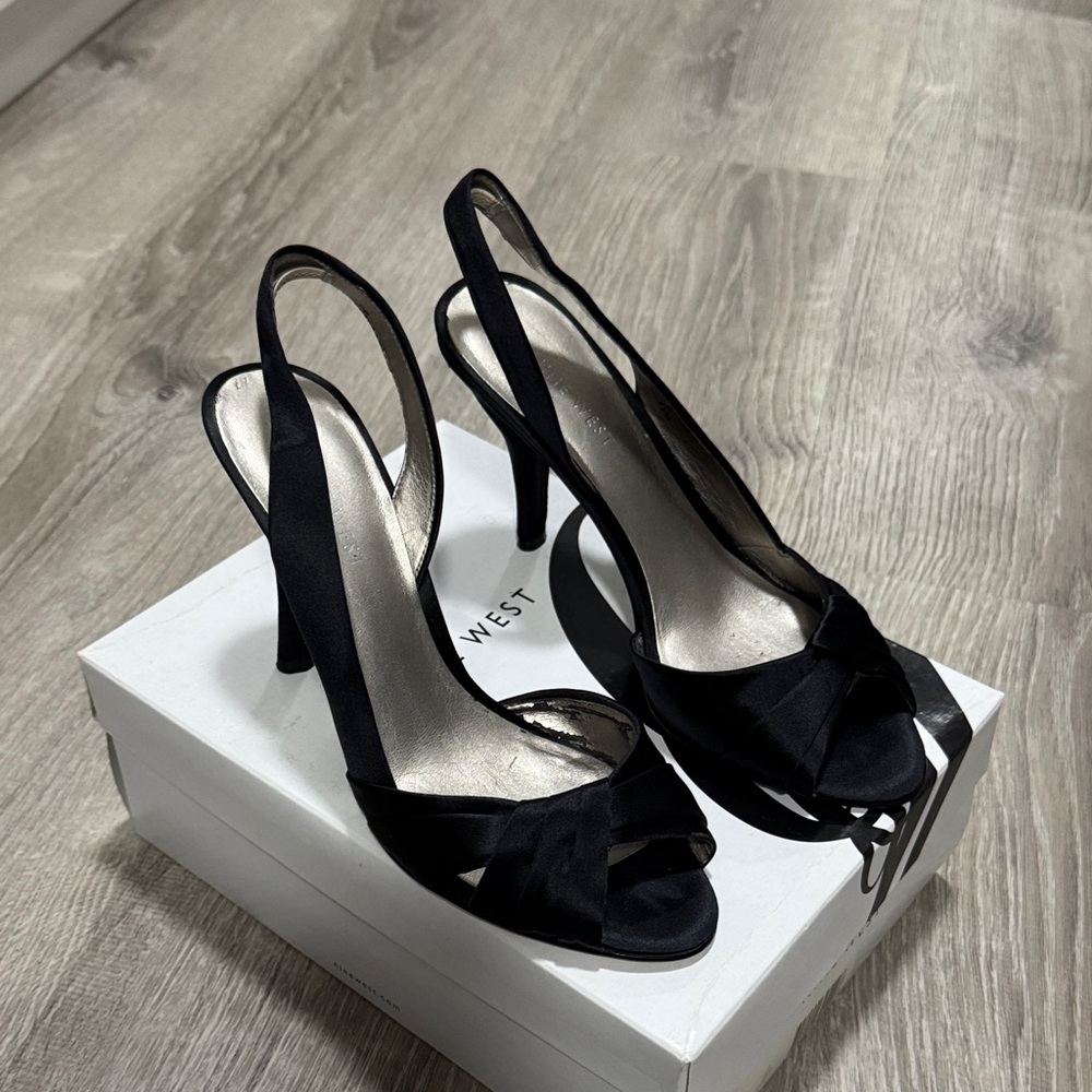 Nine West Black Peep-Toe Heels
